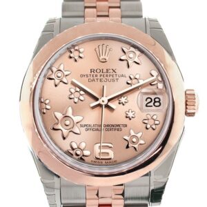 Datejust 31 Pink Raised Floral Motif Dial 18K Rose Gold Two Tone Jubilee Ladies Watch 178241