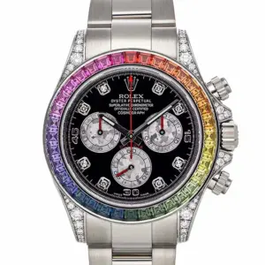 Rolex Daytona White Gold Rainbow Bezel Black Dial 116599RBOW