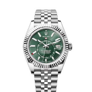 Rolex Sky-Dweller, 42mm, Oystersteel and 18k White Gold, Green, Jubilee, Ref# 336934-0002