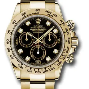 Rolex Yellow Gold Cosmograph Daytona 40 Watch – Black Diamond Dial – 116508 bkd